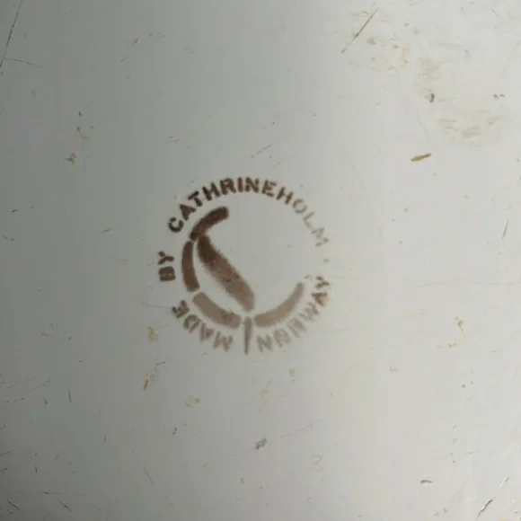 Vintage Cathrineholm Orange lotus enamel frying pan with wooden handle 9 inches - Picture 3 of 7